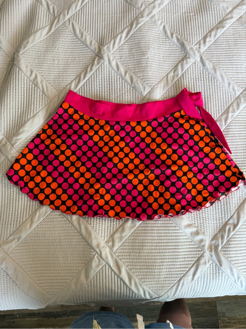 Victoria Secrets Hot Pink and Orange polka Dot Bikini Bottom with Cover up - Picture 10 of 11
